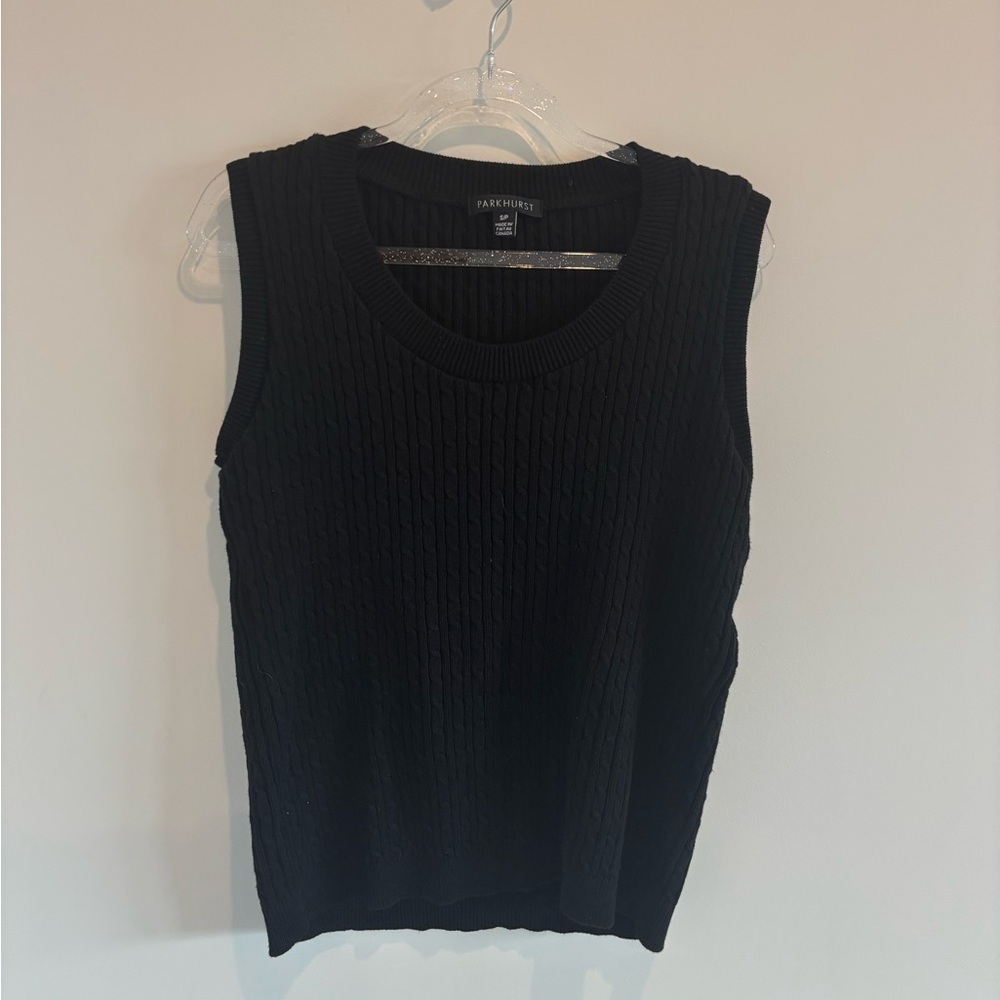 Parkhurst black sleeveless cable knit top